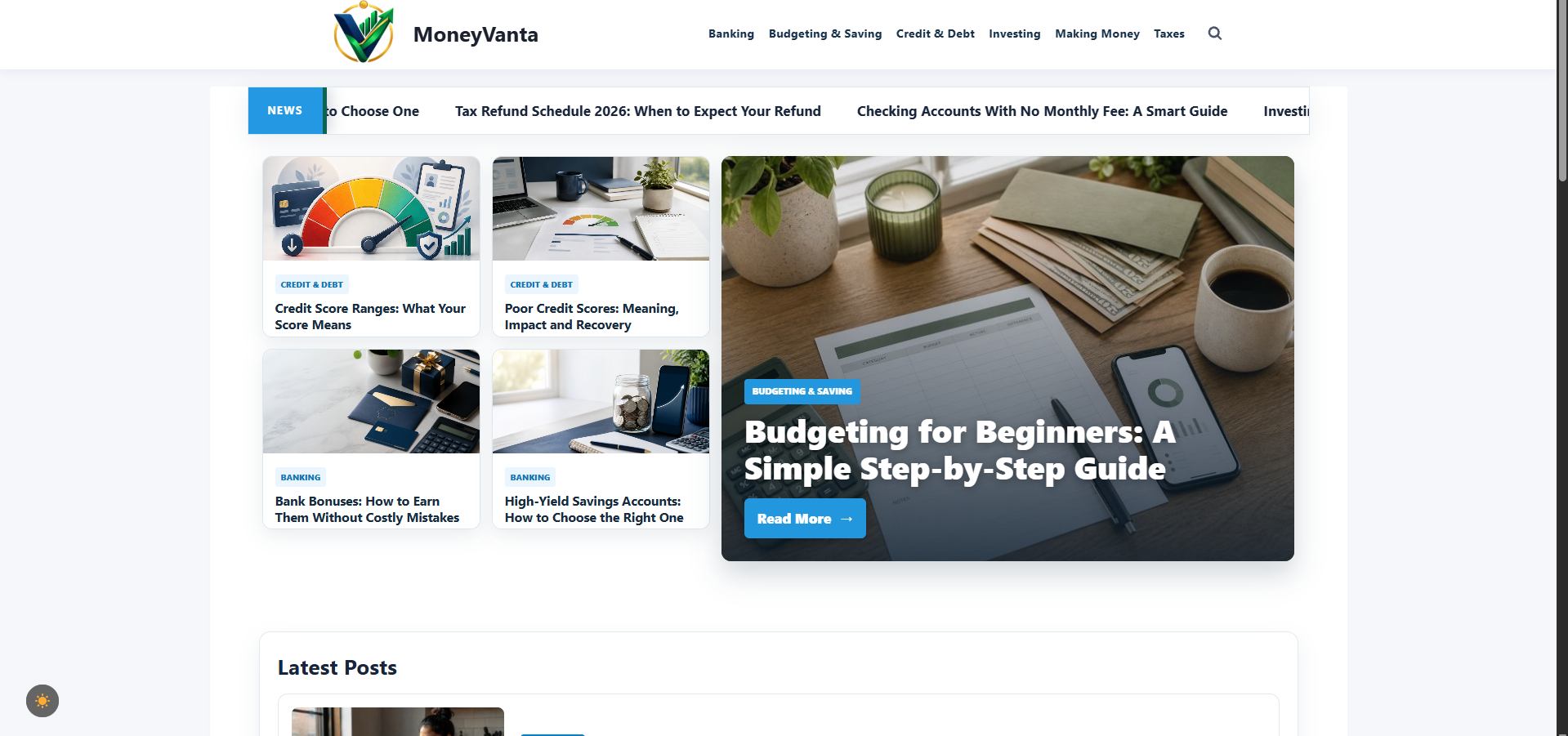 MoneyVanta web sitesi ana sayfa tasarımı
