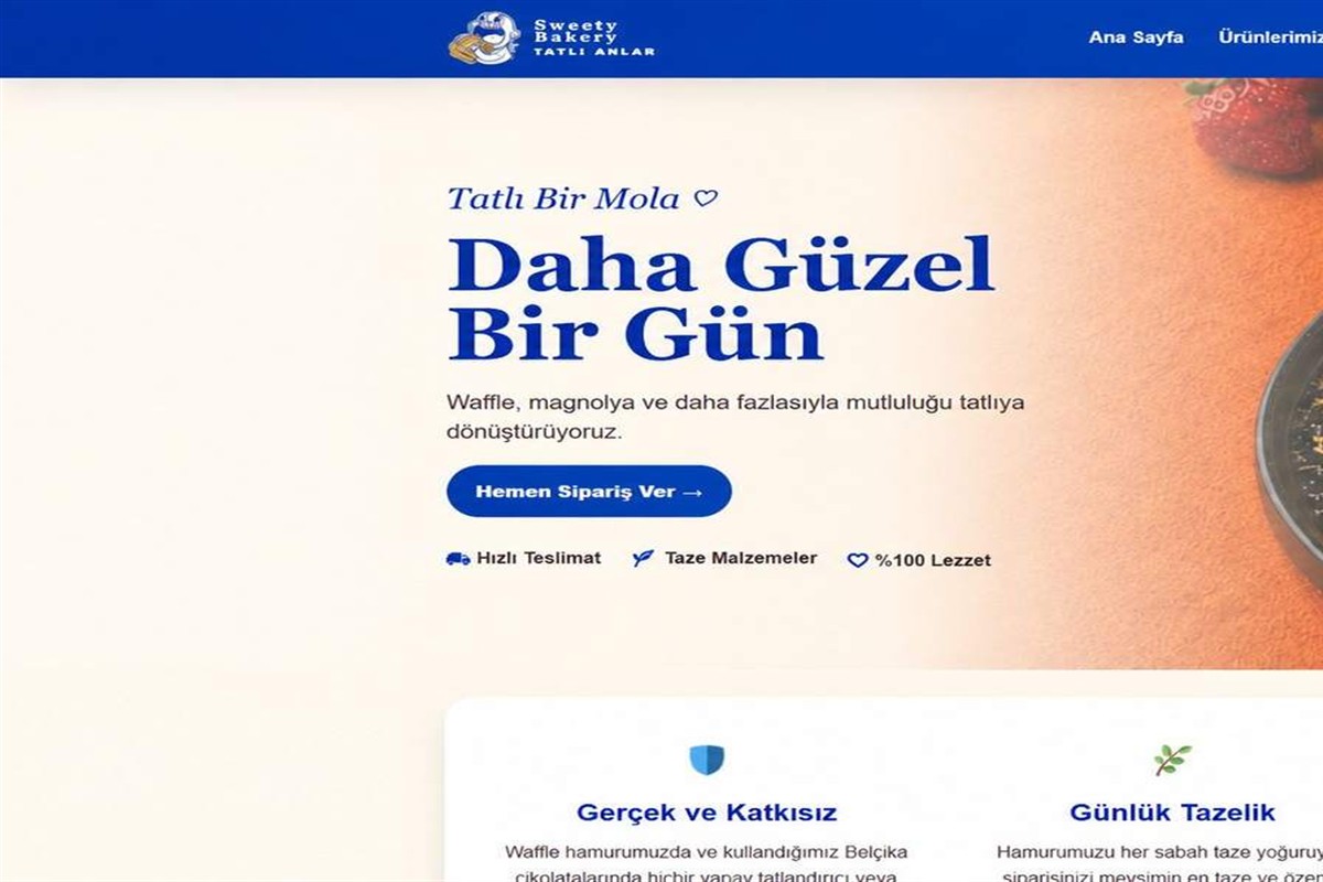 Sweety Bakery web sitesi arayüz detayı 1